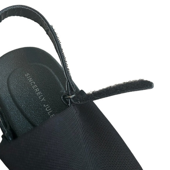 NWOT SINCERELY JULES TINA BLACK SPARKLE HEEL STRAP SANDALS, BIG GIRLS SIZE 4M - Picture 5 of 8